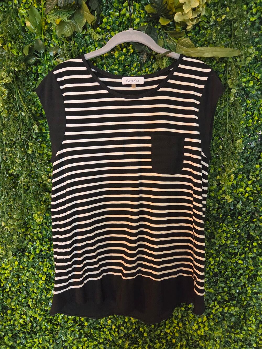 Calvin Klein Striped Black & White Top